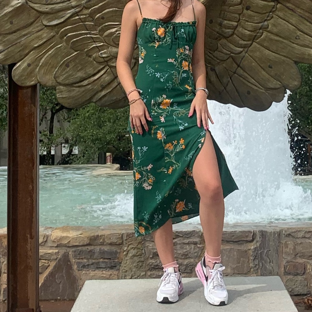 Small green floral sun dress
